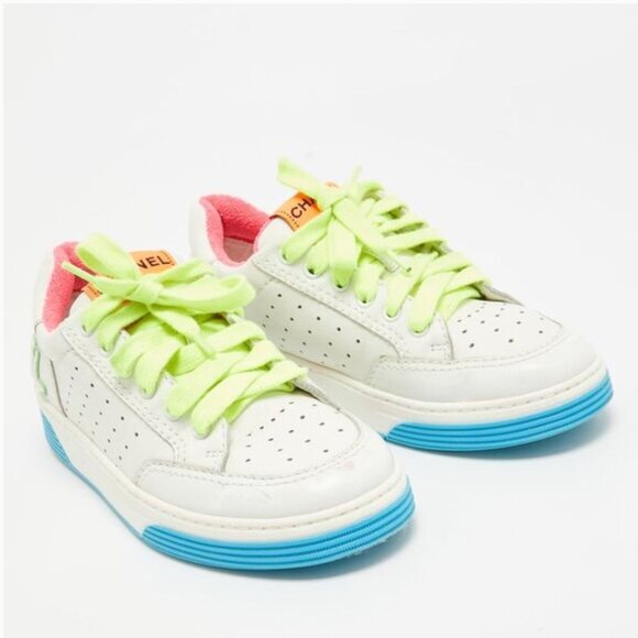 RARE Chanel Neon Sneakers - Blue Pink Yellow 37 with box - Picture 4 of 11